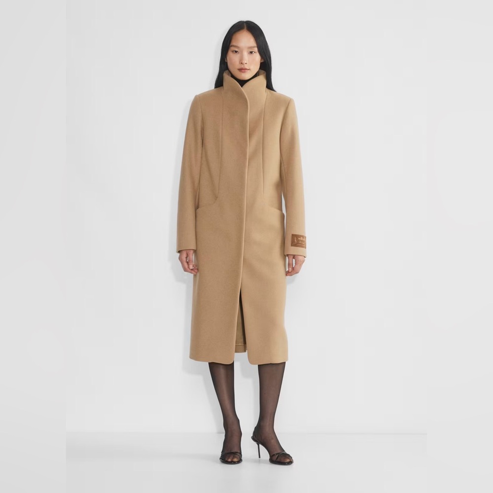 Aritzia Wilfred The Cocoon Long Camel New Elegant Wool Cashmere Coat Size XS - Picture 9 of 17